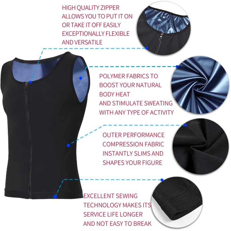 Men Abdomen Reducer Body Shaper Promote Sweat Sauna Vest Fitness Waist Trainer Belly Slimming Shapewear Fat Burner Corset Top thumbnail 5