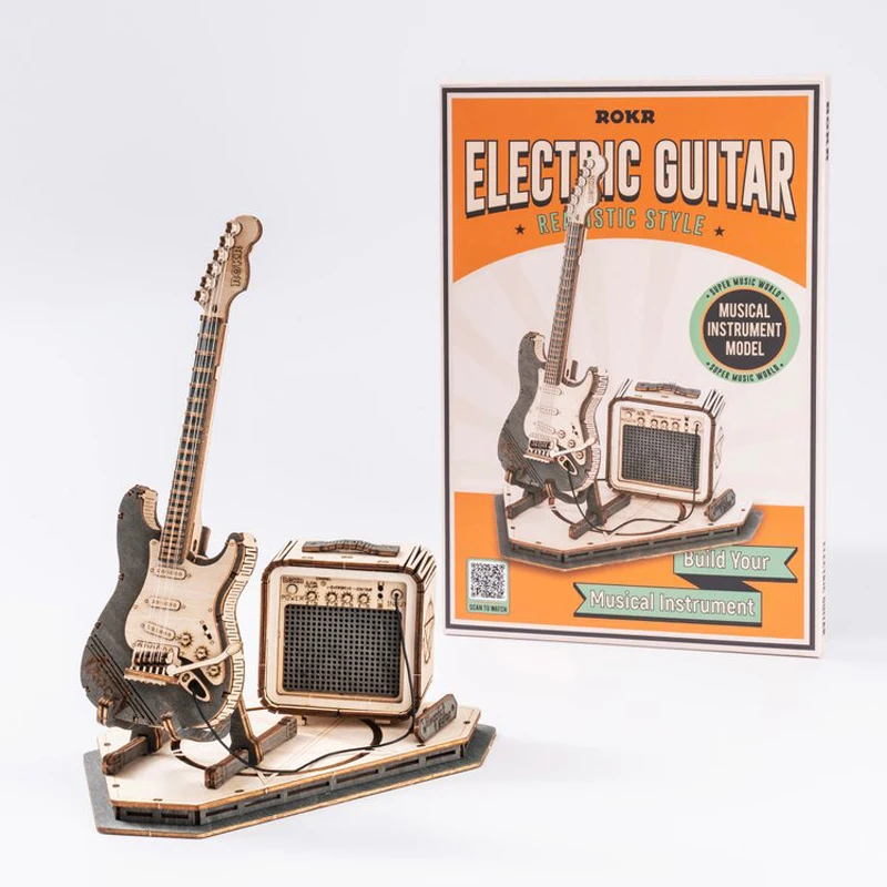 Robotime Electric Guitar 3D Wooden Puzzle for Kids Adults Assembly Creative Toys Building Block Set for Christmas Gifts thumbnail 6