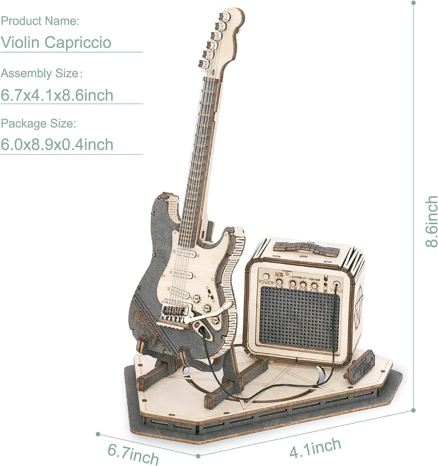 Robotime Electric Guitar 3D Wooden Puzzle for Kids Adults Assembly Creative Toys Building Block Set for Christmas Gifts thumbnail 4