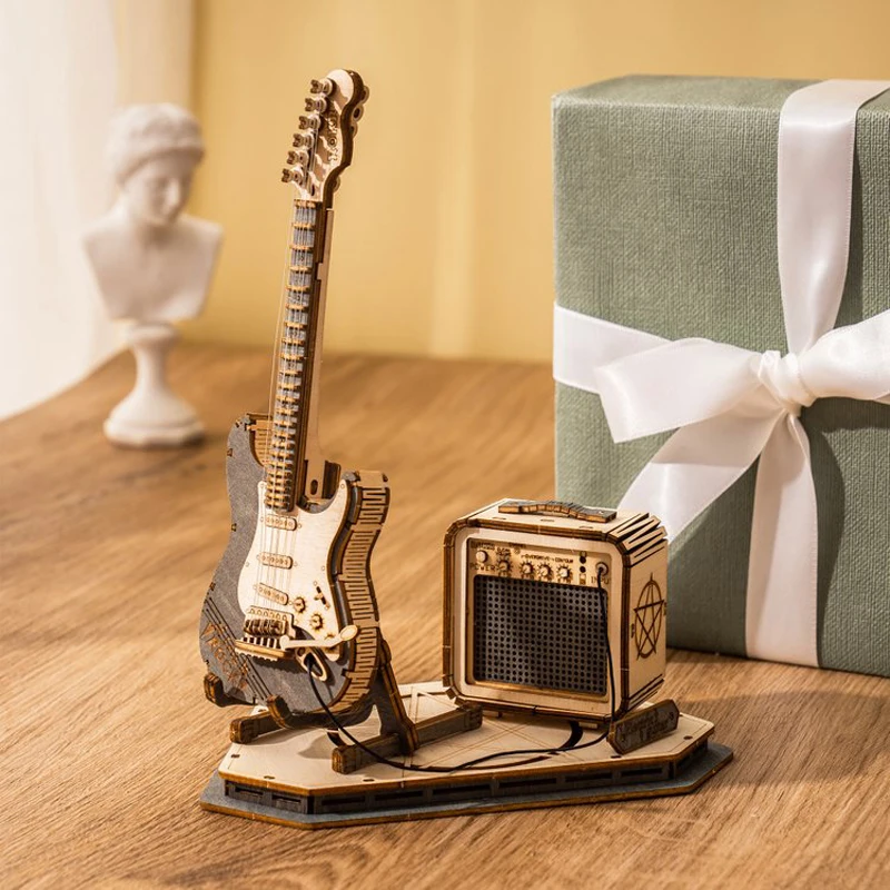 Robotime Electric Guitar 3D Wooden Puzzle for Kids Adults Assembly Creative Toys Building Block Set for Christmas Gifts thumbnail 5