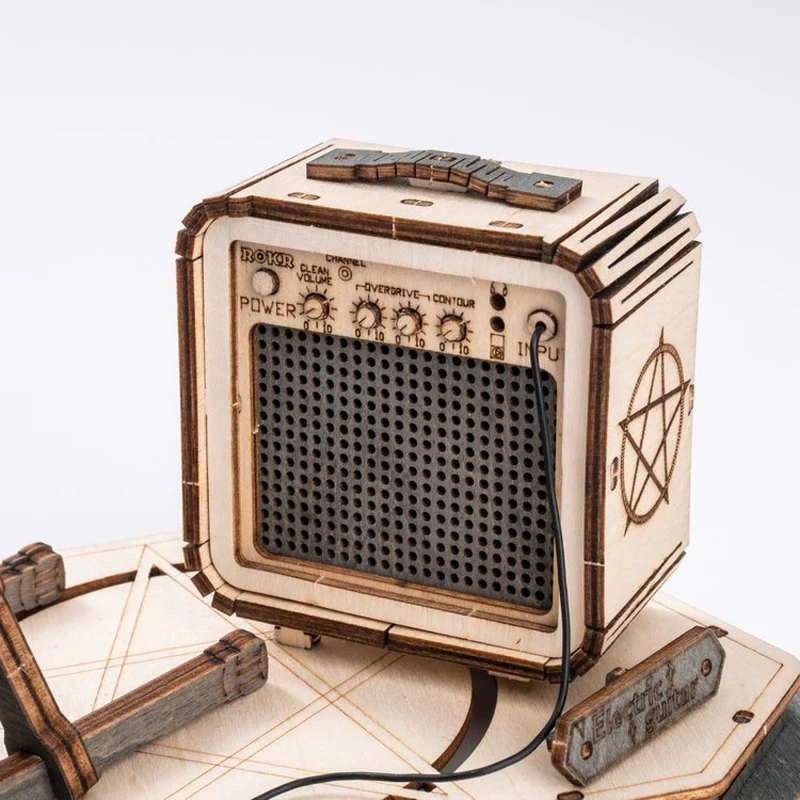 Robotime Electric Guitar 3D Wooden Puzzle for Kids Adults Assembly Creative Toys Building Block Set for Christmas Gifts thumbnail 3