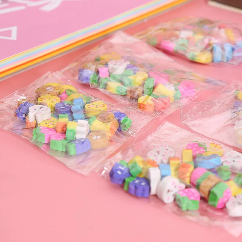30Pcs Cute Cartoon Pencil Erasers Fruit Animal Shape Rubber Kids School Correction Supplies Student Gift Mini Eraser thumbnail 5