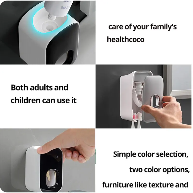 1pc Waterproof Toothpaste Squeezer Automatic Toothpaste Dispenser Wall Mount Bathroom Bathroom Accessories Toothbrush Holder thumbnail 5