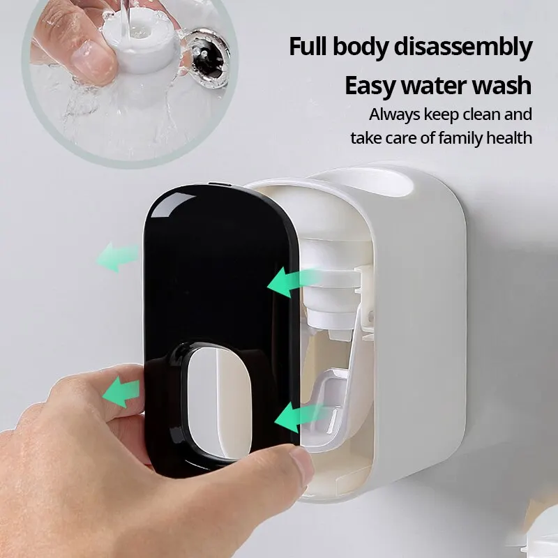 1pc Waterproof Toothpaste Squeezer Automatic Toothpaste Dispenser Wall Mount Bathroom Bathroom Accessories Toothbrush Holder thumbnail 2