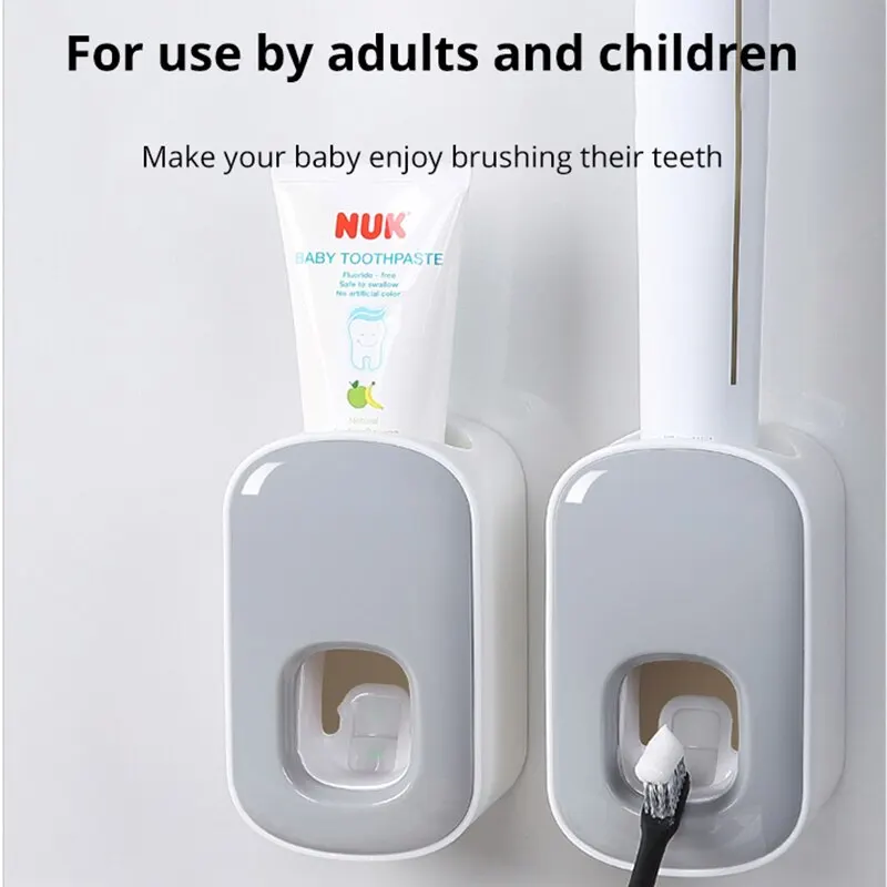1pc Waterproof Toothpaste Squeezer Automatic Toothpaste Dispenser Wall Mount Bathroom Bathroom Accessories Toothbrush Holder thumbnail 4