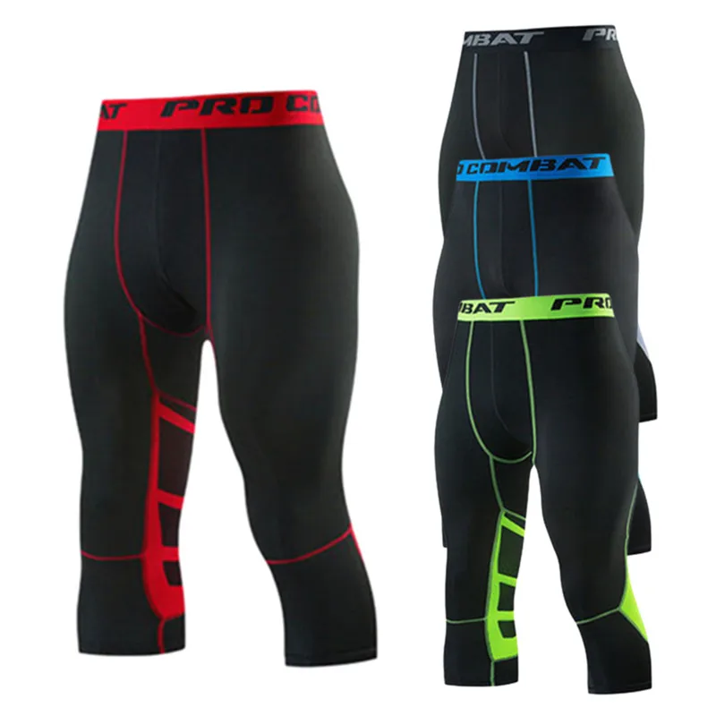 Men's Sports Pants Running Compression Tights Cropped Trousers Quick Dry Legging Fitness Outdoor Gym Jogging Elastic Shorts thumbnail 4
