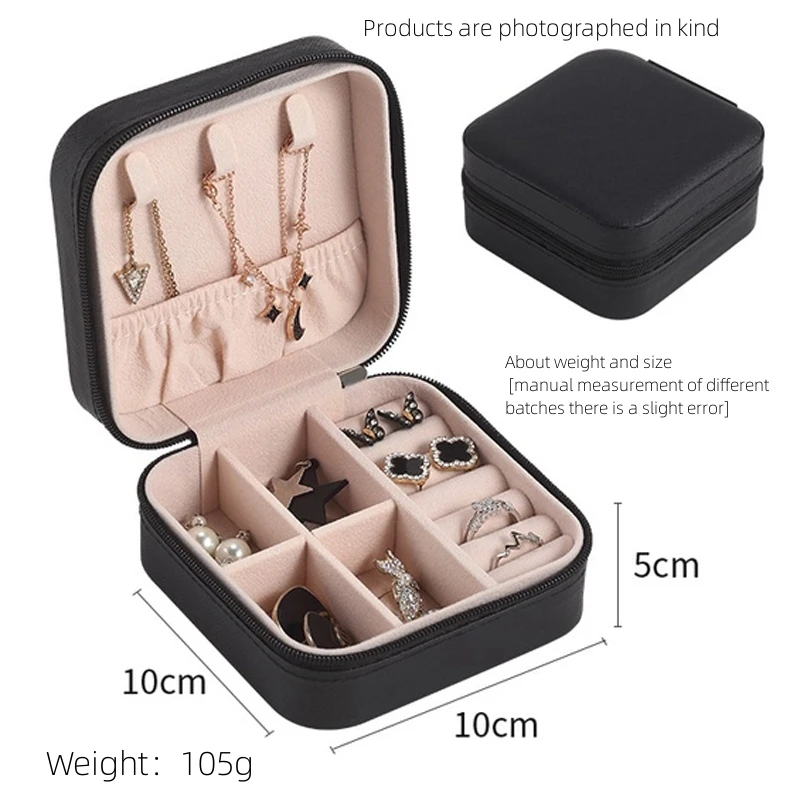 1pcs Single Layer Storage Box Ladies Travel Leather Jewelry Box Classic Black Pure White Fashion Pink Storage Box thumbnail 6