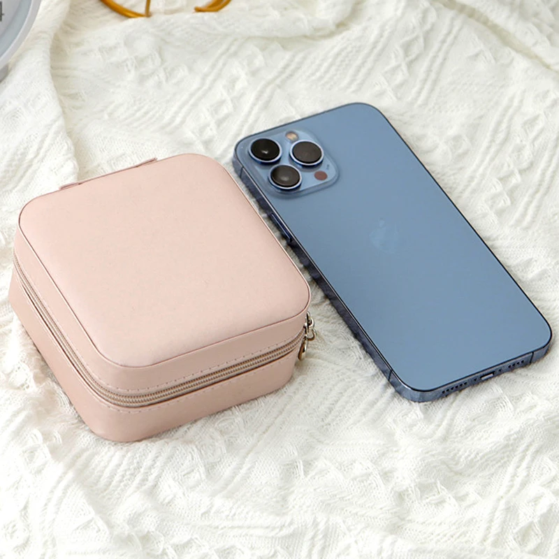 1pcs Single Layer Storage Box Ladies Travel Leather Jewelry Box Classic Black Pure White Fashion Pink Storage Box thumbnail 4