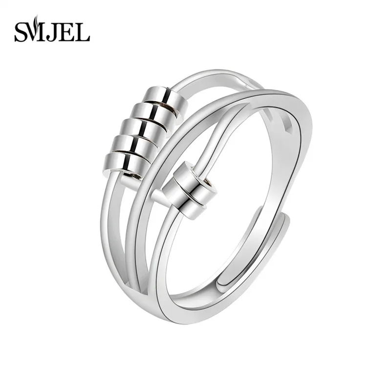 SMJEL Anti Stress Anxiety Ring Fidget Spinner Rings Adjustable for Women Rotating Freely Spinning Accessories Jewelry Gifts thumbnail 5