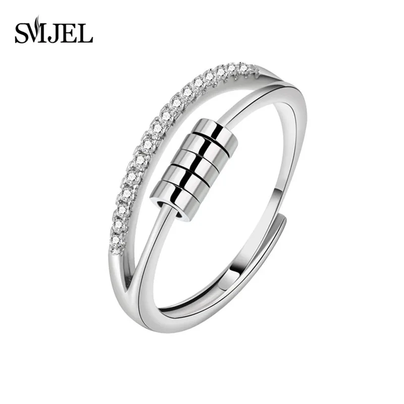 SMJEL Anti Stress Anxiety Ring Fidget Spinner Rings Adjustable for Women Rotating Freely Spinning Accessories Jewelry Gifts thumbnail 4