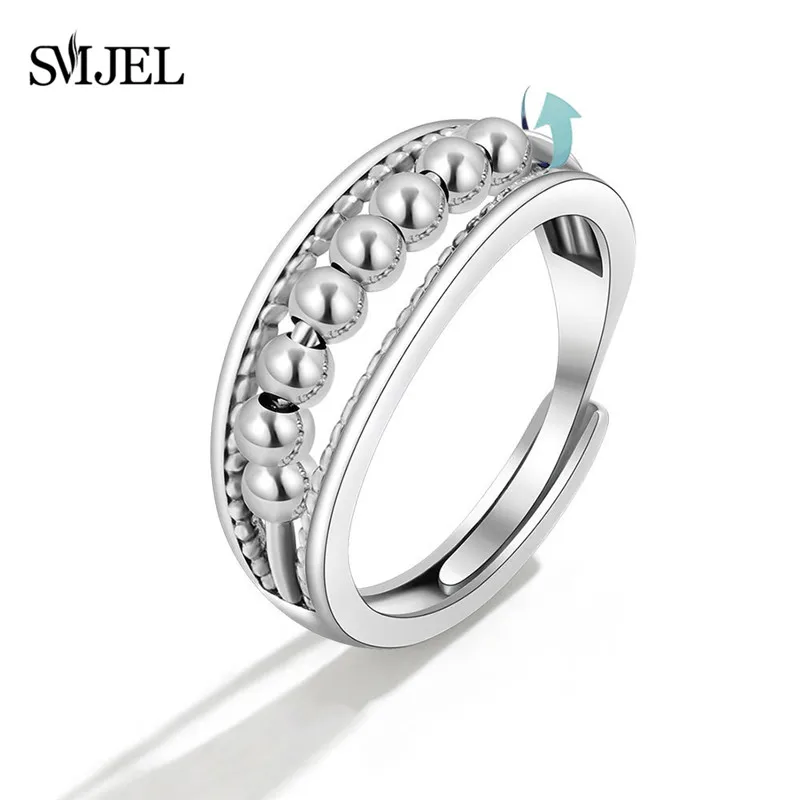 SMJEL Anti Stress Anxiety Ring Fidget Spinner Rings Adjustable for Women Rotating Freely Spinning Accessories Jewelry Gifts thumbnail 6