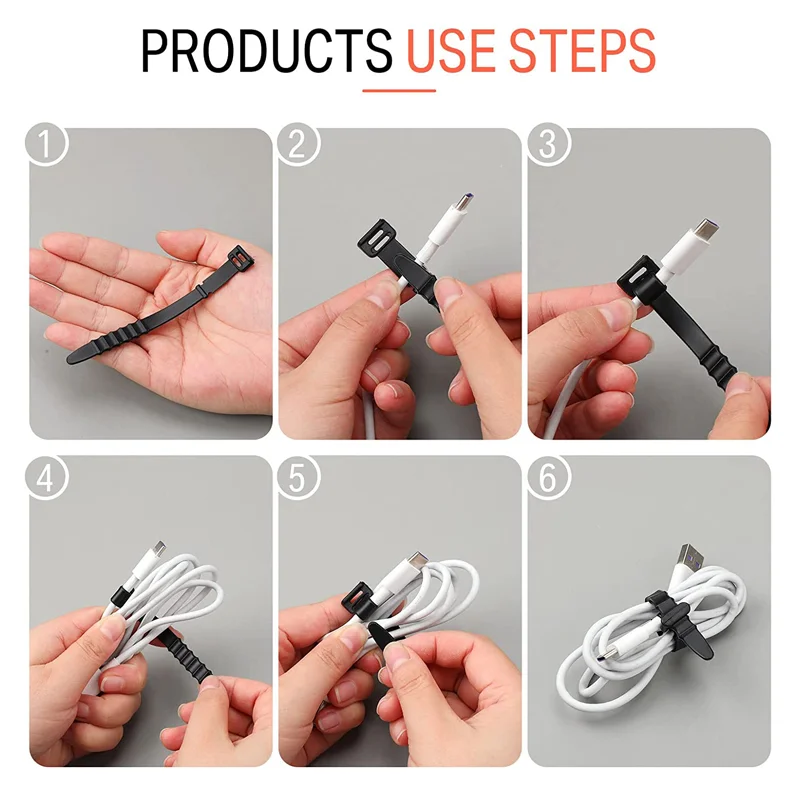 5PCS Silicone Data Wire Cable Organizer Tie Phones Cable Winder Management Buckle Clip for Headphone Charger Cord Holder Strap thumbnail 3