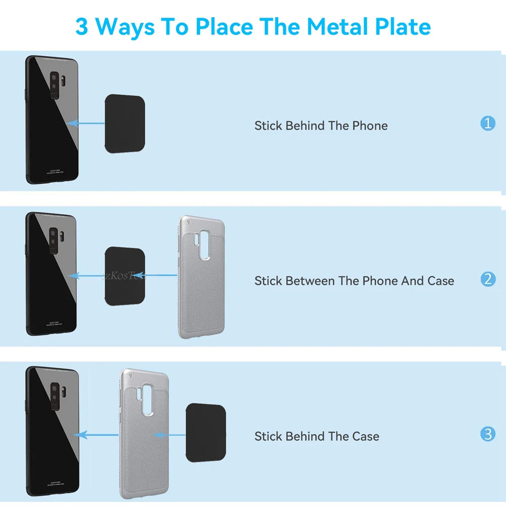 Metal Plate For Car Phone Holder Magnetic Universal Iron Sheet Disk Sticker Mount Mobile Phone Magnet Stand For IPhone thumbnail 6
