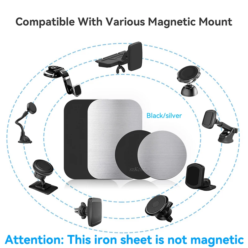 Metal Plate For Car Phone Holder Magnetic Universal Iron Sheet Disk Sticker Mount Mobile Phone Magnet Stand For IPhone thumbnail 5