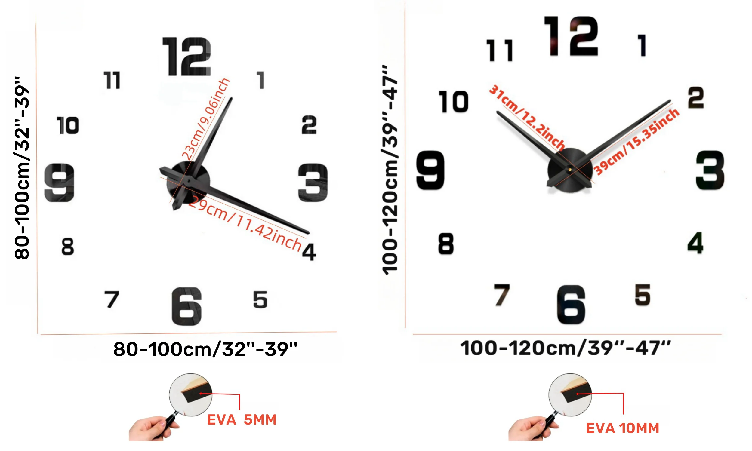 3D Wall Clock Luminous Frameless Wall Clocks DIY Digital Clock Wall Stickers Silent Clock for Home Living Room Office Wall Decor thumbnail 4