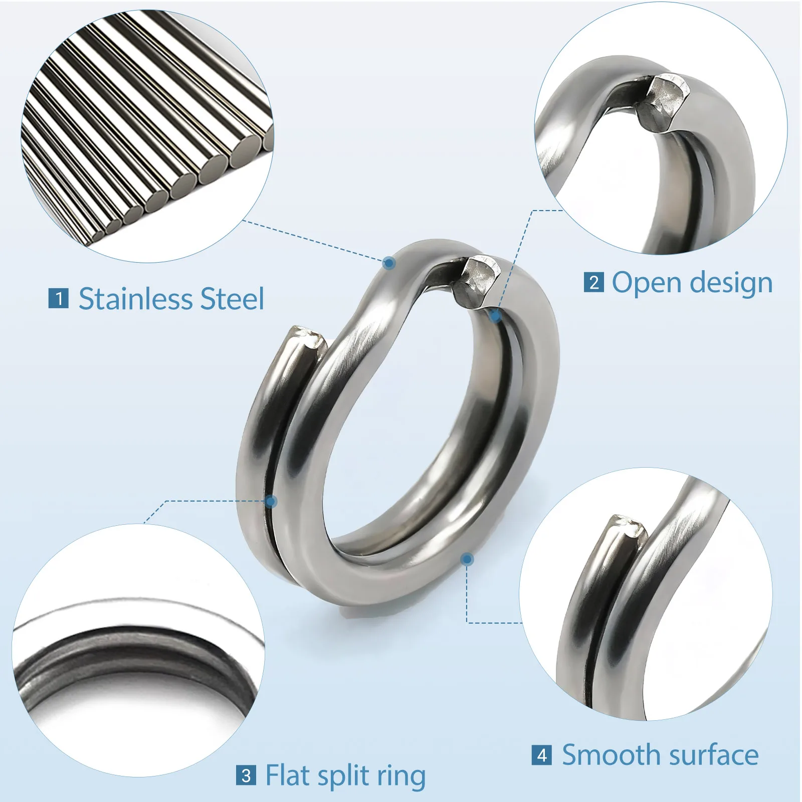 Split Rings Fishing 30~200Pcs Stainless Steel Flattened Fishing Lure Ring Heavy Duty Saltwater Terminal Tackle Fishing Connector thumbnail 3