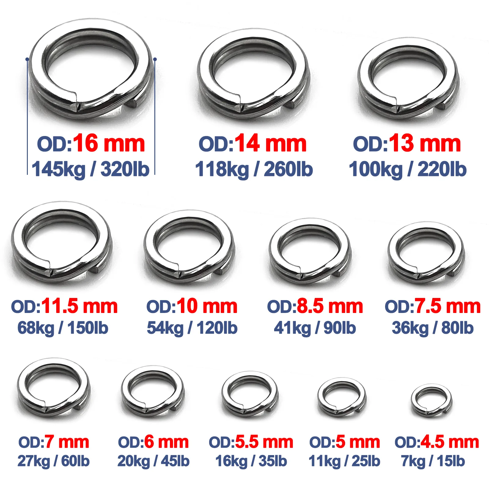 Split Rings Fishing 30~200Pcs Stainless Steel Flattened Fishing Lure Ring Heavy Duty Saltwater Terminal Tackle Fishing Connector thumbnail 2