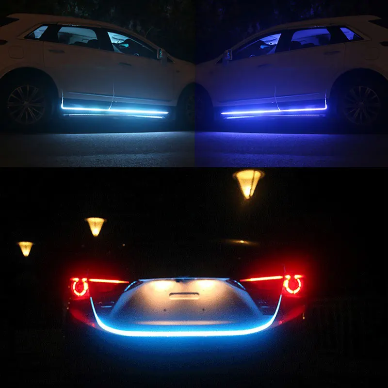 RXZ LED Daytime Running Light Scan Starting Car Hood Decorative Lights DRL Auto Engine Hood Guide Decorative Ambient Lamp 12V thumbnail 6