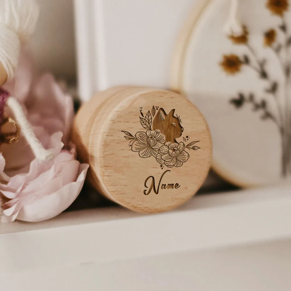 Wooden Carving Custom Name Cat Butterfly Printed Pet Hair Storage Box Cat Tooth Memorial Box Pet Supplies Pet Lost Memorial Gift thumbnail 5