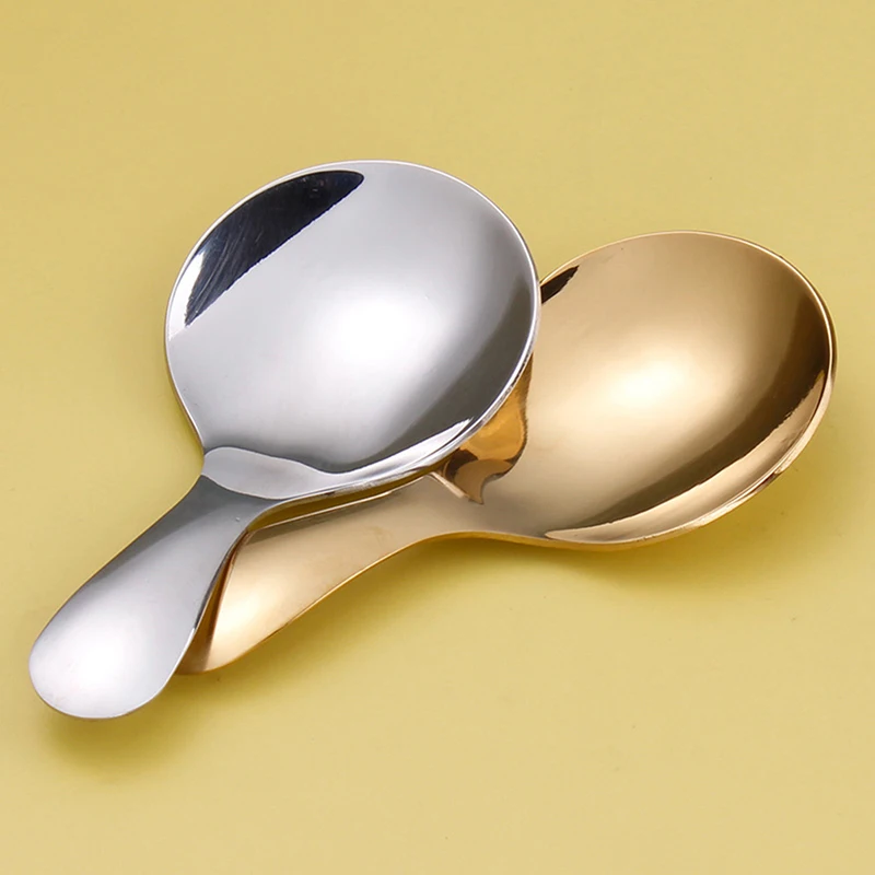 1PC Stainless Steel Cute Spoon Short Handle Ice Cream Rice Tea Coffee Spoon Kids Spoon Kitchen Condiment Spice Scoop Tableware thumbnail 3