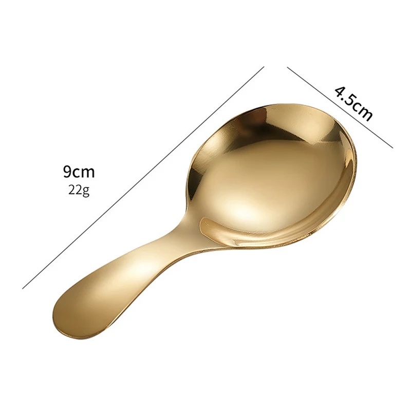 1PC Stainless Steel Cute Spoon Short Handle Ice Cream Rice Tea Coffee Spoon Kids Spoon Kitchen Condiment Spice Scoop Tableware thumbnail 5
