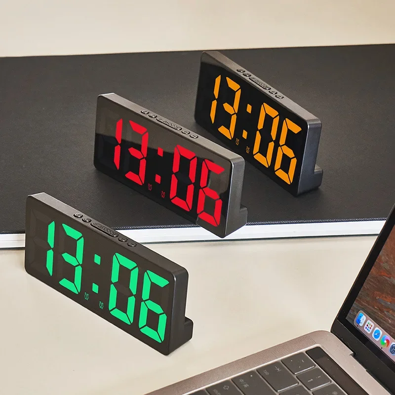 Creative Number Clock Color Nightlight Temperature Calendar Alarm Clock LED Large Number Electronic Clock Backlight Home Decor