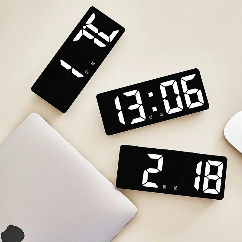 Creative Number Clock Color Nightlight Temperature Calendar Alarm Clock LED Large Number Electronic Clock Backlight Home Decor thumbnail 3