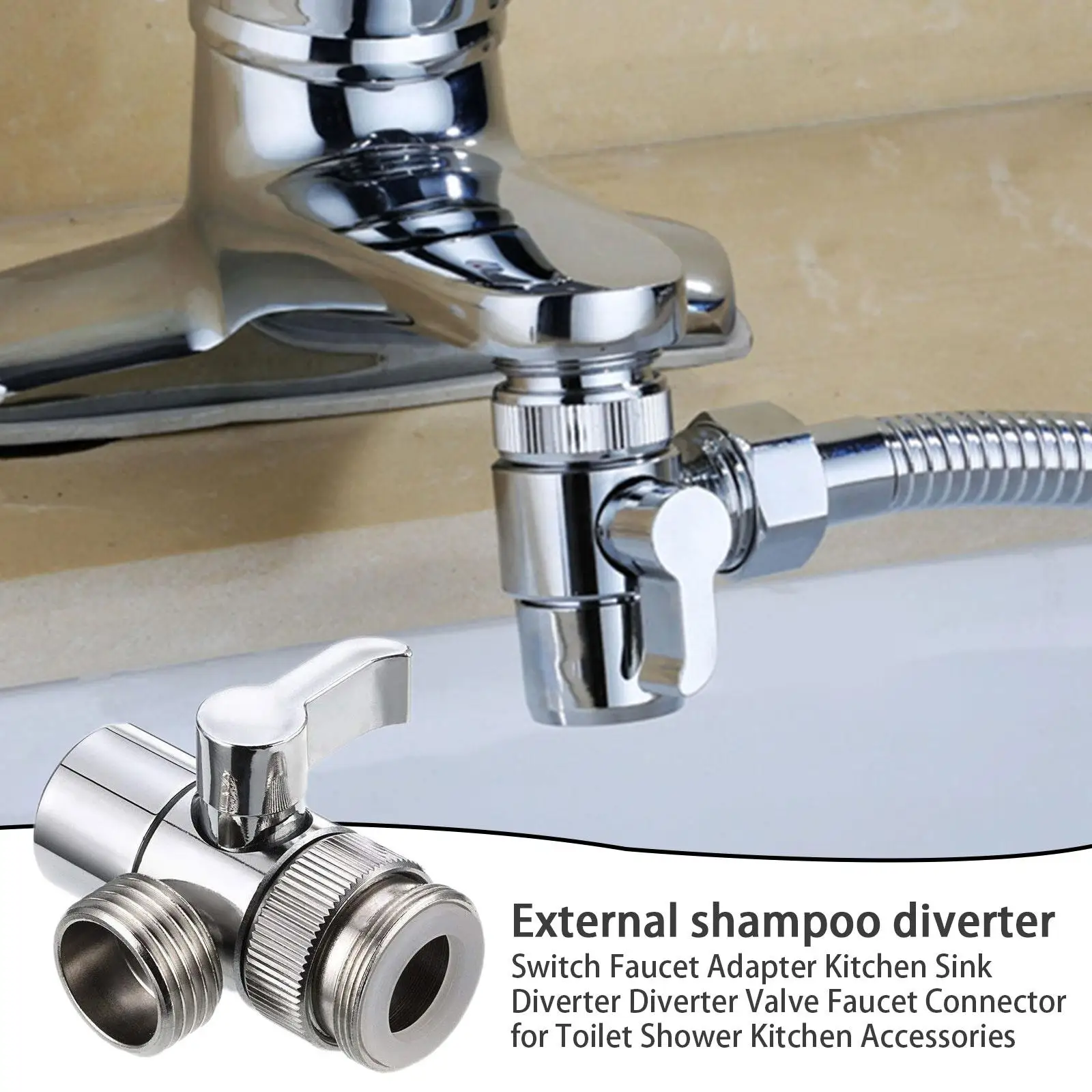 Universal Faucet Adapter Kitchen Sink Splitter Diverter Valve Water Tap Connector for Bathroom Toilet Bidet Shower thumbnail 6