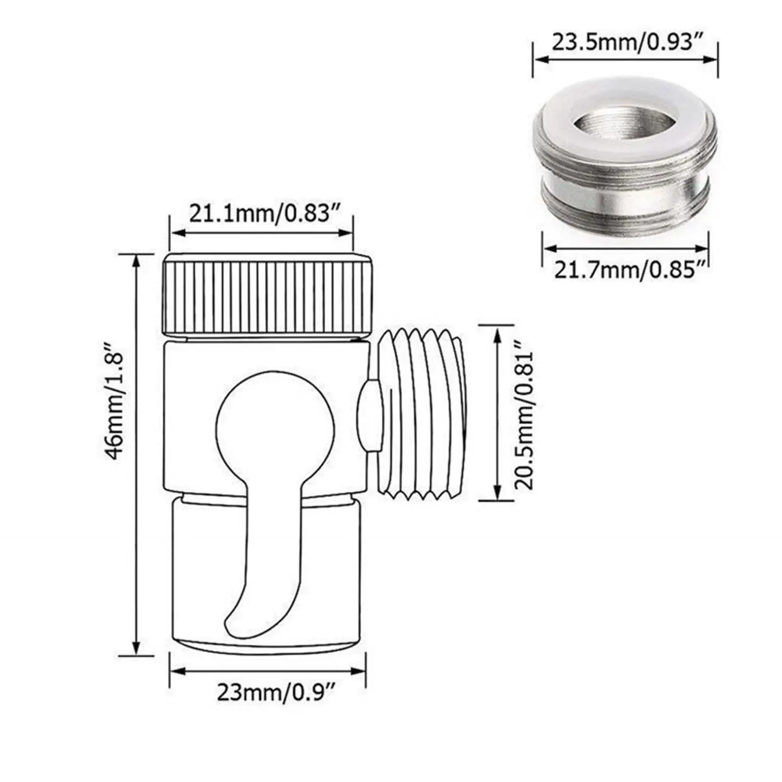 Universal Faucet Adapter Kitchen Sink Splitter Diverter Valve Water Tap Connector for Bathroom Toilet Bidet Shower thumbnail 4