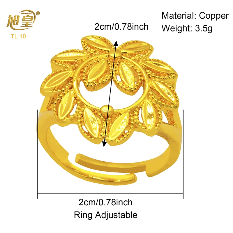 Dubai Ethiopia Gold Color Jewelry 24k Rings For Women Geometric Finger Ring Bijoux Female Wedding Banquet Party Gifts thumbnail 4