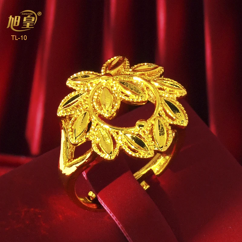 Dubai Ethiopia Gold Color Jewelry 24k Rings For Women Geometric Finger Ring Bijoux Female Wedding Banquet Party Gifts thumbnail 5