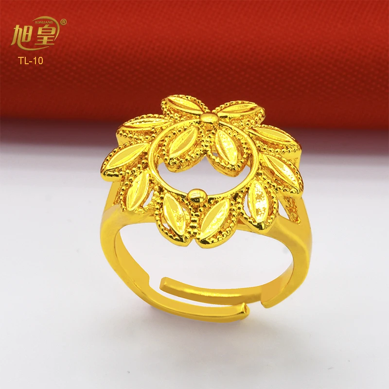 Dubai Ethiopia Gold Color Jewelry 24k Rings For Women Geometric Finger Ring Bijoux Female Wedding Banquet Party Gifts thumbnail 3