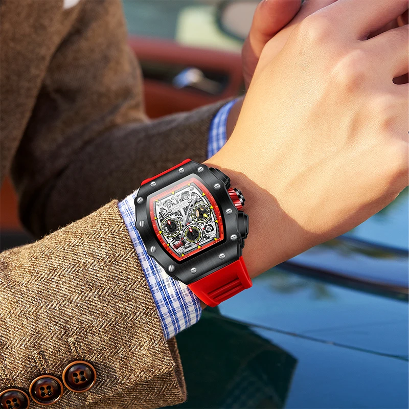 Fashion Men's Watch ONOLA Unique Design Multi-functional Automatic Mechanical Watches Men's Tape Waterproof Wristwatch thumbnail 2
