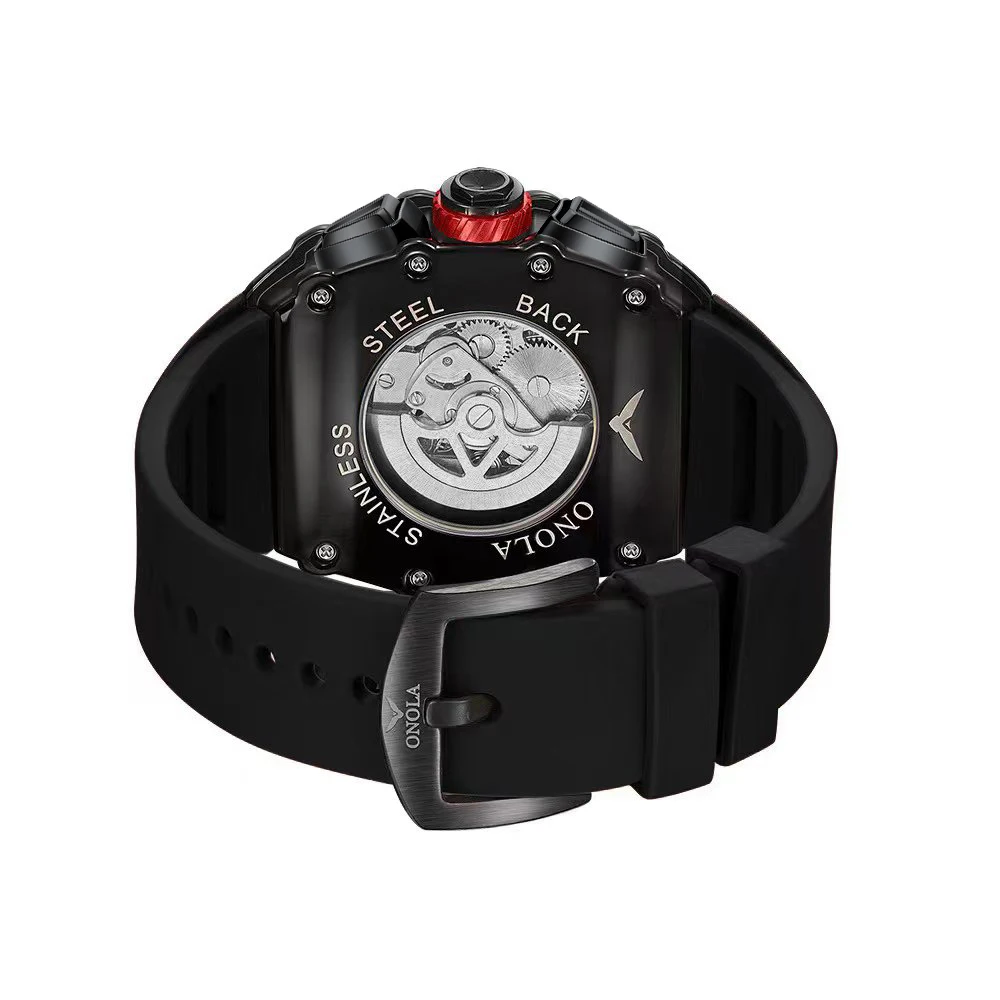 Fashion Men's Watch ONOLA Unique Design Multi-functional Automatic Mechanical Watches Men's Tape Waterproof Wristwatch thumbnail 6