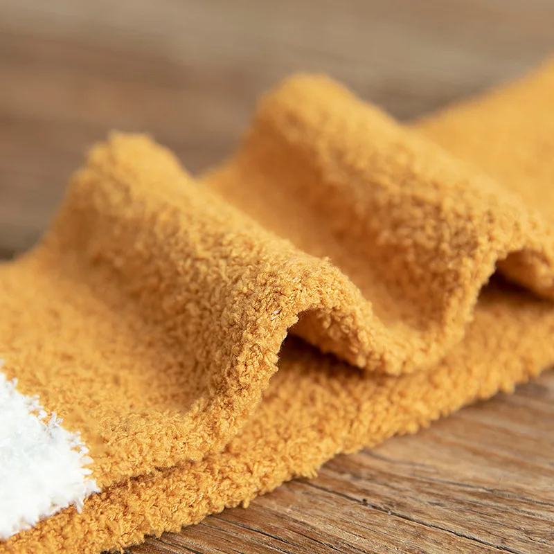 Autumn Winter Coral Velvet Socks Cute Cat Claw Socks For Women Children Girls Middle Tube Thickened Sleep Socks Home Floor Socks thumbnail 2
