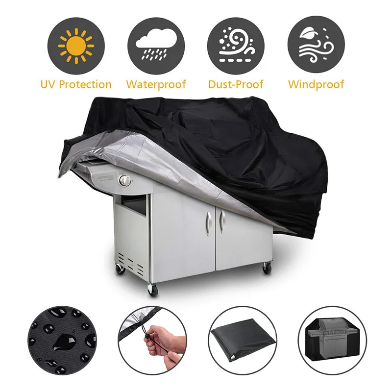 5 Size BBQ Grill Barbeque Cover Anti-Dust Waterproof Weber Heavy Duty Charbroil BBQ Cover Outdoor Rain Protective Barbecue Cover thumbnail 2