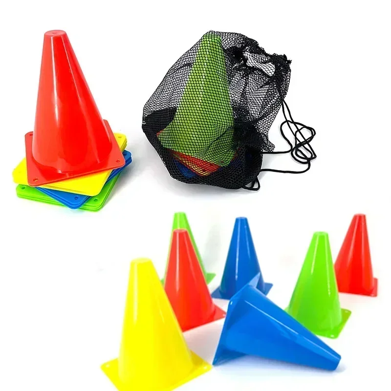 5pcs18CM Sign Bucket 6Inch Barrier Football Road Flat Training Cone Roller Pile Springback Marking Cup Symbol Sports Accessories