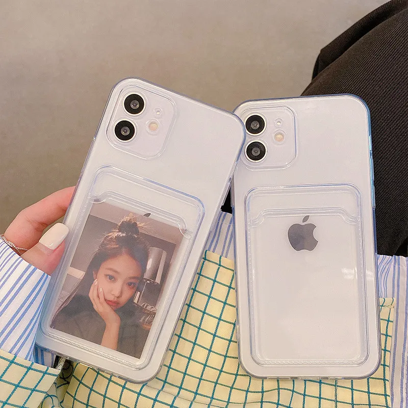 Transparent Case For iPhone 17 Pro Max Case iPhone 16 15 Pro Max 13 14 12 11 7 8 Plus SE Cover Soft Wallet Pocket Card Holder    thumbnail 2