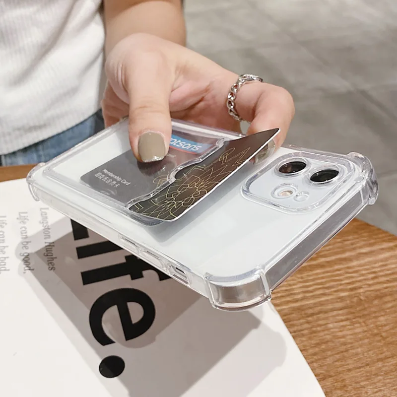 Transparent Case For iPhone 17 Pro Max Case iPhone 16 15 Pro Max 13 14 12 11 7 8 Plus SE Cover Soft Wallet Pocket Card Holder    thumbnail 5