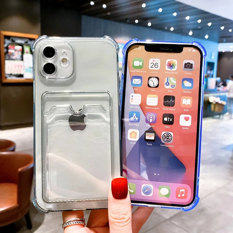 Transparent Case For iPhone 17 Pro Max Case iPhone 16 15 Pro Max 13 14 12 11 7 8 Plus SE Cover Soft Wallet Pocket Card Holder    thumbnail 3
