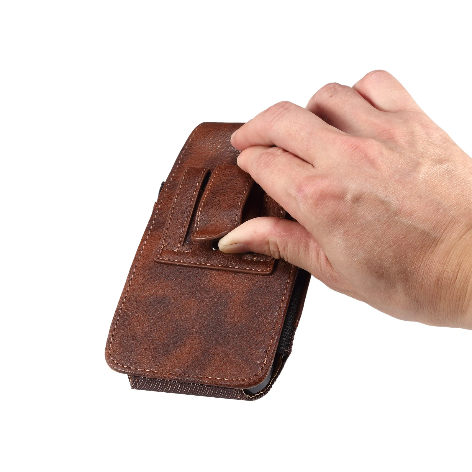 Universal Leather Men Waist Bag Mobile Phone Belt Clip Case For iPhone Samsung Galaxy Xiaomi Redmi Poco Oppo 7 Pro Holster Pouch thumbnail 5