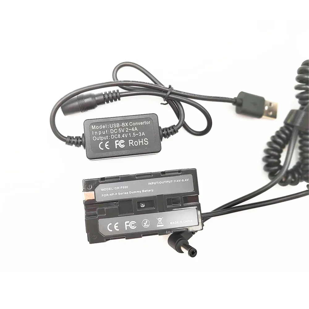 USB Coverter to F550F970 Coupler NP-F Dummy Battery Spring Cable Fit DK-415 For Sony HXR-NX5 HXR-NX100 PXW-Z150 NEX-FS100 AC-VL1 thumbnail 2
