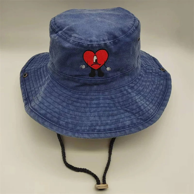 Cotton Embroidered Bad Bunny Fisherman Hat UN VERANO SIN TI Bucket Hat Woman Summer Foldable Sun Hat Man Beach Hat thumbnail 6
