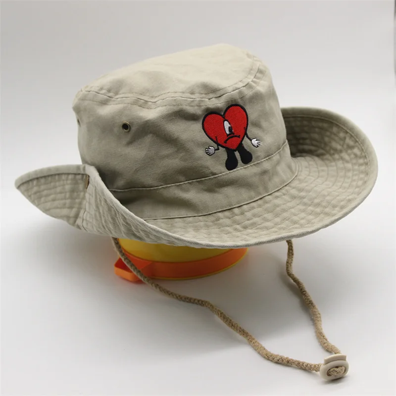 Cotton Embroidered Bad Bunny Fisherman Hat UN VERANO SIN TI Bucket Hat Woman Summer Foldable Sun Hat Man Beach Hat thumbnail 3