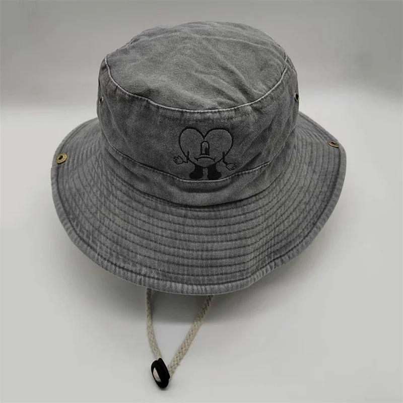 Cotton Embroidered Bad Bunny Fisherman Hat UN VERANO SIN TI Bucket Hat Woman Summer Foldable Sun Hat Man Beach Hat thumbnail 4