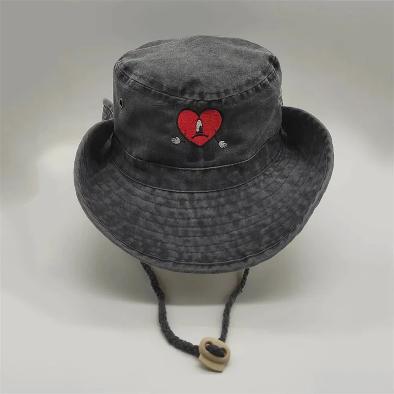 Cotton Embroidered Bad Bunny Fisherman Hat UN VERANO SIN TI Bucket Hat Woman Summer Foldable Sun Hat Man Beach Hat thumbnail 5
