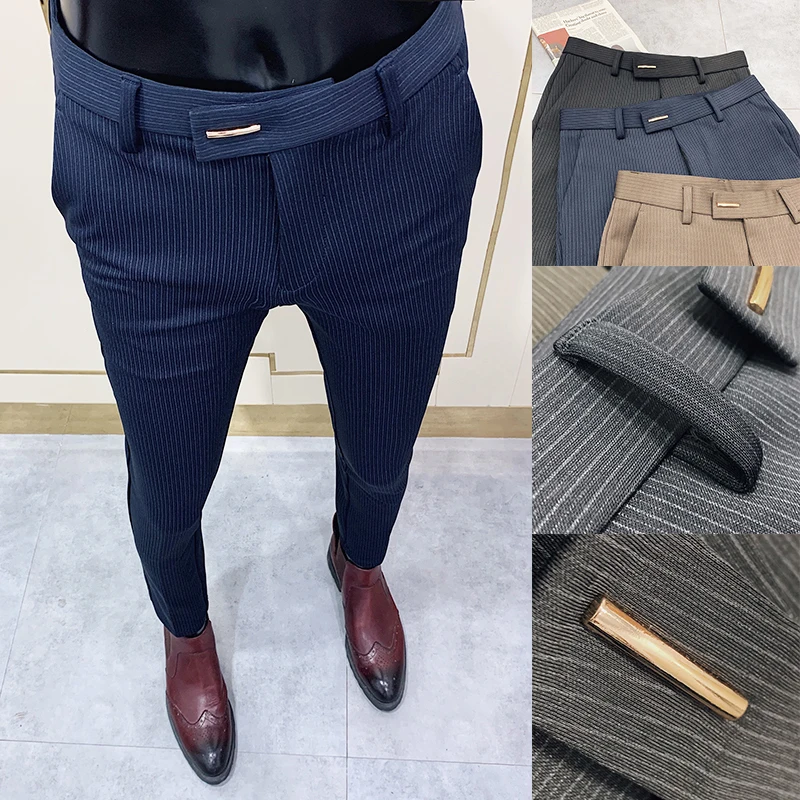 Men Suit Pants Dress Pantalone Hombre Stretch Slim Formal Trousers Calça Masculina Solid Color Casual Pants Fashion Men Clothing thumbnail 3