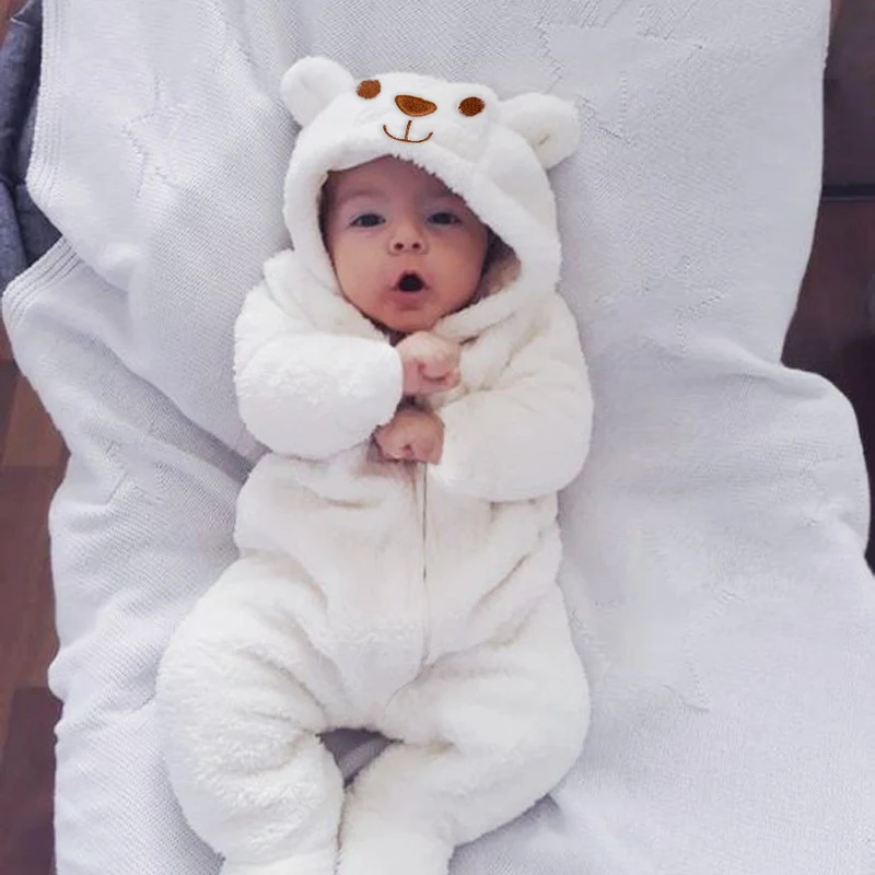 Newborn Baby Boy Girl Kids Bear Hooded Romper Jumpsuit Bodysuit Clothes Outfits Long Sleeve Playsuit Toddler One Piece Outfit thumbnail 2