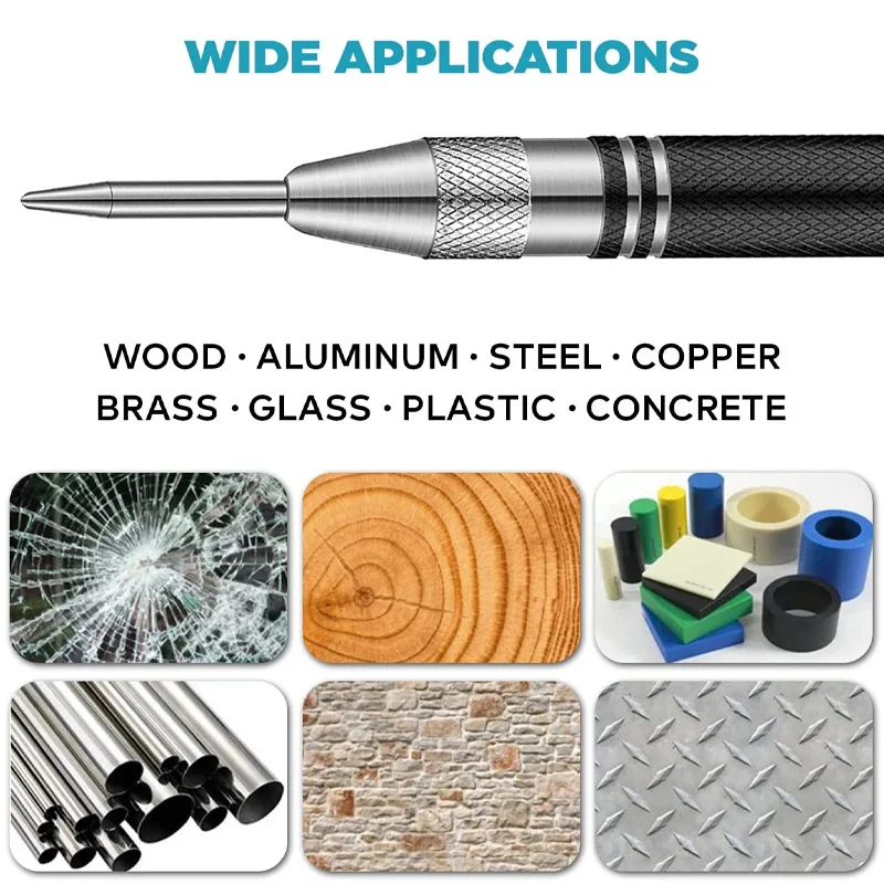Automatic Centre Punch General Woodworking Metal Drill Adjustable Spring Loaded Automatic Punch Hand Tools for Metal Wood Glass thumbnail 3