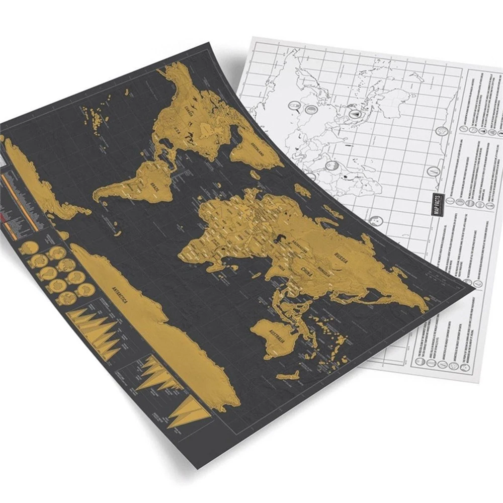 New 42*30CM Scratch off Journal Retro World decoration Personalized Atlas Poster with country Flag decoration for office school thumbnail 3